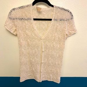 Hand Crochet Vintage Button Top Cover Up Small